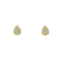 Brinco Gota em Zirc�nias em Ouro 18 Kilates � 25411